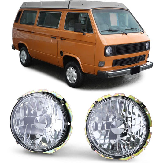 Coppia Fari Anteriori H4 Cromati per VW T2 e VW T3