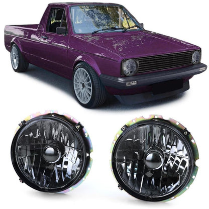 Coppia Fari Anteriori Nero Smoke per VW Caddy I e VW Jetta I