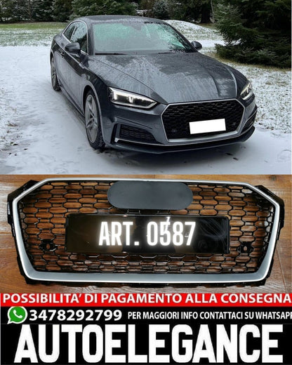 GRIGLIA ADATTA PER AUDI A5 F5 2016+ CALANDRA LOOK RS5 NIDO D'APE BORDO SATINATO
