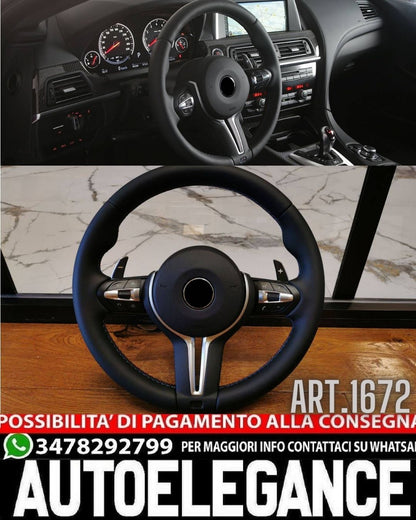 VOLANTE ADATTO PER BMW SERIE 5 F10 F11 2010+ LOOK M5 IN PELLE NERO OPACO