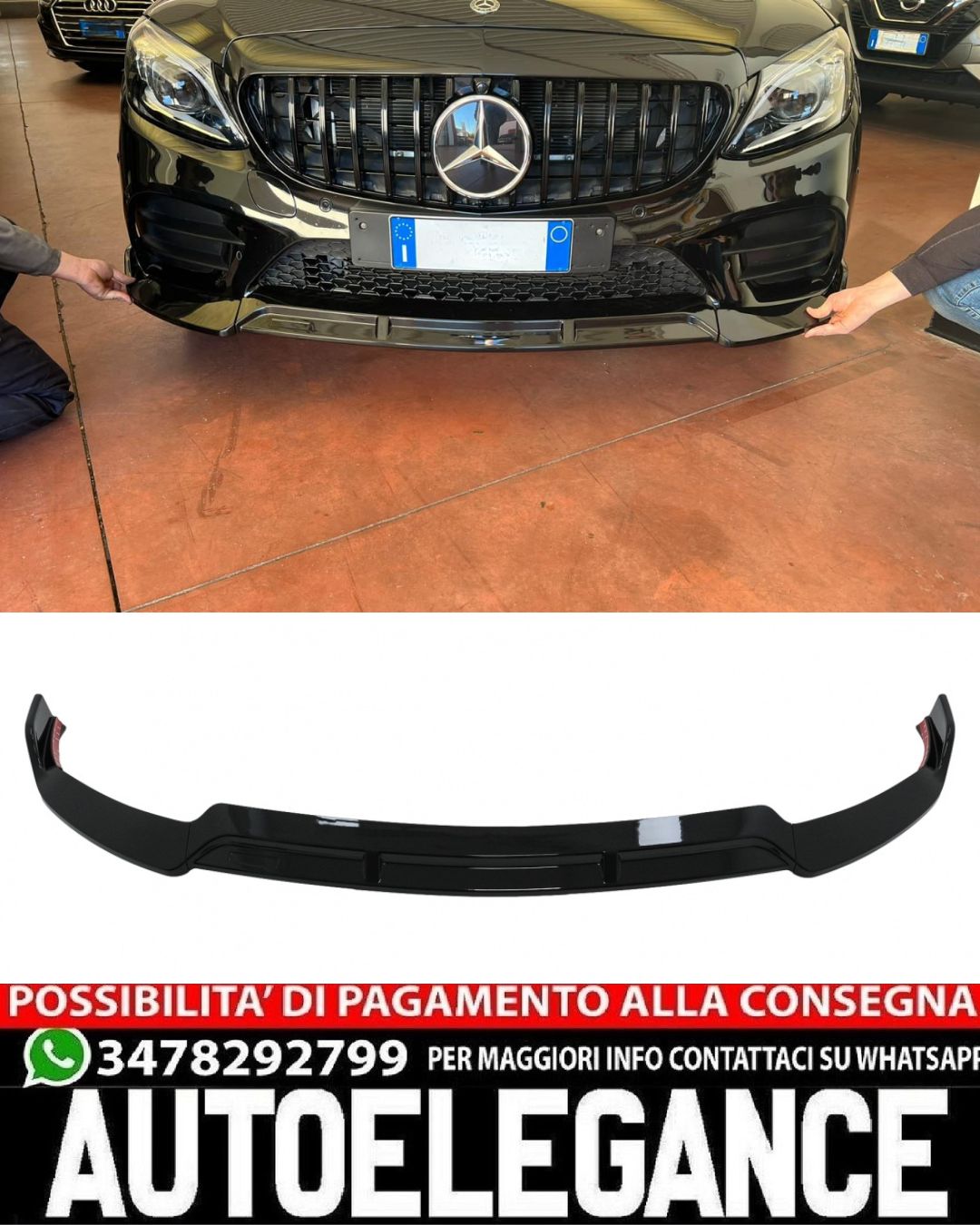 SPLITTER ADATTO PER MERCEDES CLASSE C W205 (2019-2021) NERO LUDICO LOOK SPORTIVO