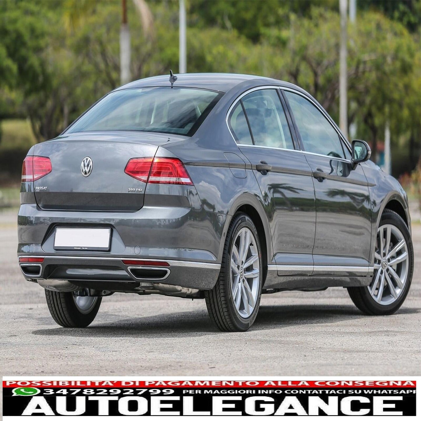 Diffusore posteriore per VW Passat B8 3G 15-19 R Line Look doppio scarico cromato-mostra il titolo originaleTesto originaleRear Diffuser for VW Passat B8 3G 15-19 R Line Look Twin Exhaust Chrome