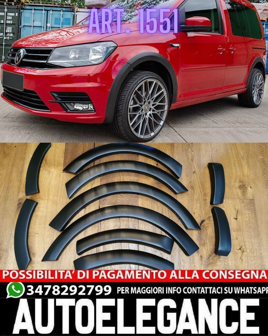 MUDGUARDS WIDENERS SUITABLE FOR VW CADDY MK3 FL2 2015-2020 MATT BLACK LOOK