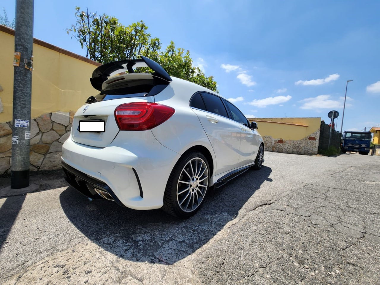 DIFFUSORE ADATTO PER MERCEDES CLASSE A W176 LOOK A45 + TERMINALI CROMATI