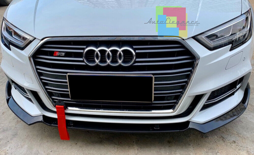 AUDI A3 8V 2012+ FACELIFT SOTTO PARAURTI ANTERIORE ABS NERO RS3 DESIGN SPLITTER AUTOELEGANCERICAMBI