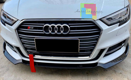 AUDI A3 8V 2012+ FACELIFT SOTTO PARAURTI ANTERIORE ABS NERO RS3 DESIGN SPLITTER AUTOELEGANCERICAMBI