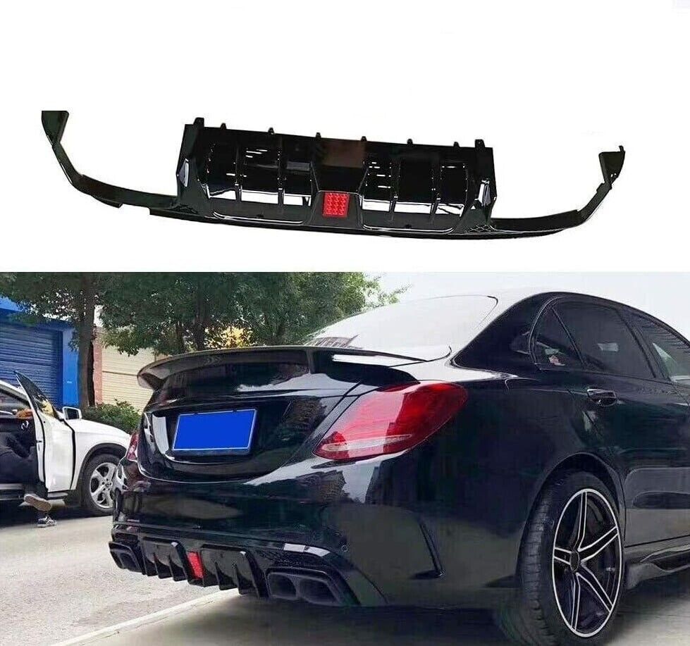 DIFFUSORE ADATTO PER MERCEDES CLASSE C W205 LOOK SPORTIVO NERO LUCIDO