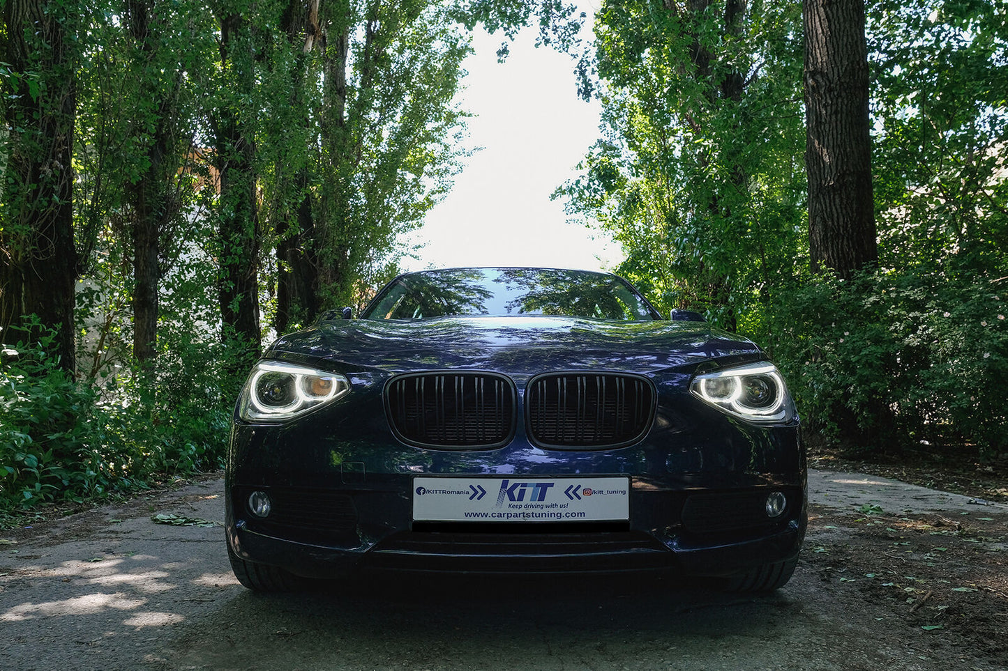 LED DRL Angel Eye Headlights for BMW 1 Series F20 F21 2011-2014 Black Light