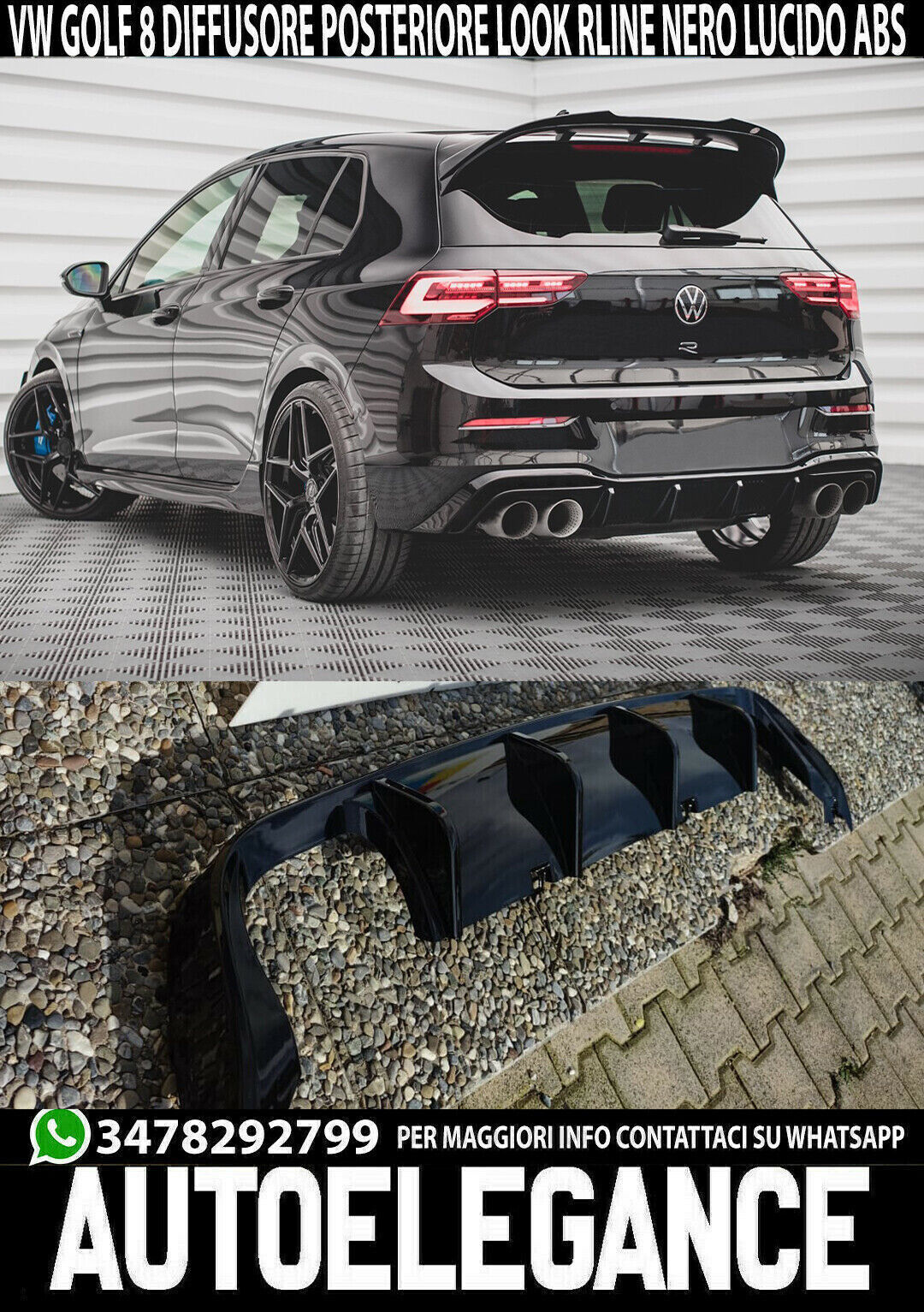 DIFFUSER PASSEND FOR VW GOLF 8 2+2 LOOK R SPORTLICHES DESIGN