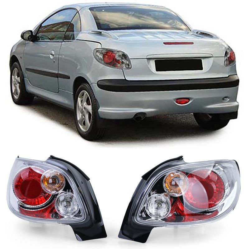 Coppia Fanali Posteriori Cromati per Peugeot 206 CC Cabrio 2000-2008