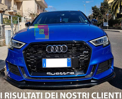 ⭐GRIGLIA ANTERIORE ADATTO PER  AUDI A3 8V 2017-2020 LOOK RS3 NERO LUCIDA⭐