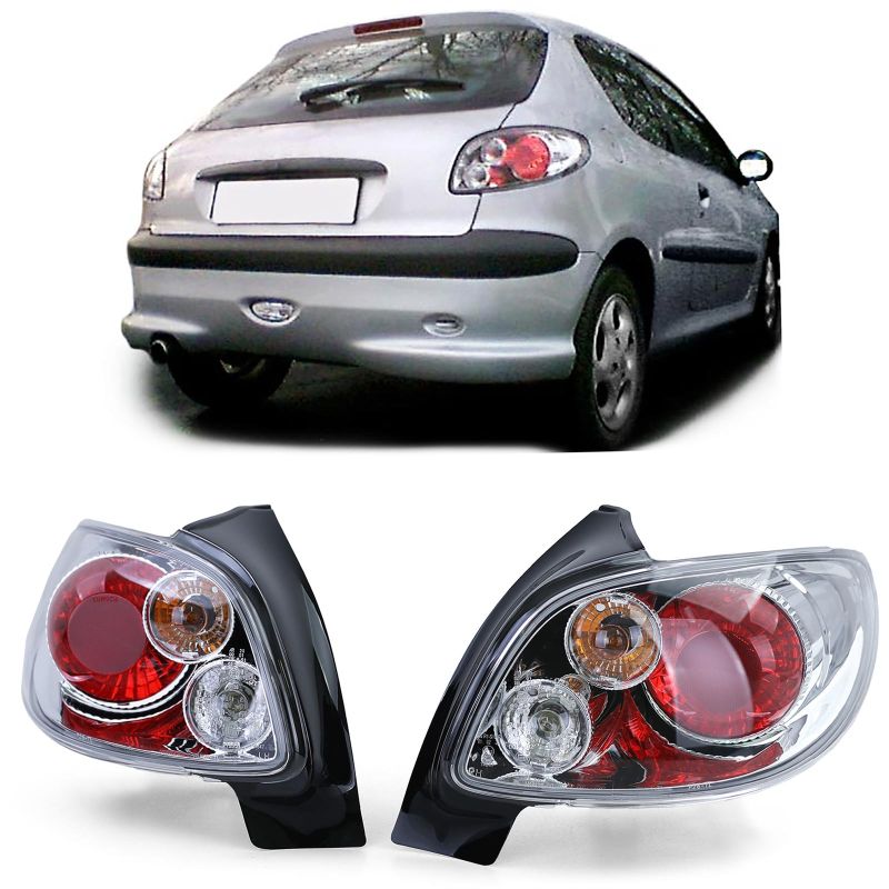 Coppia Fanali Posteriori Cromati Peugeot 206 3/5 Porte 1998-2009