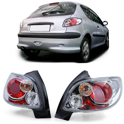 Coppia Fanali Posteriori Cromati Peugeot 206 3/5 Porte 1998-2009