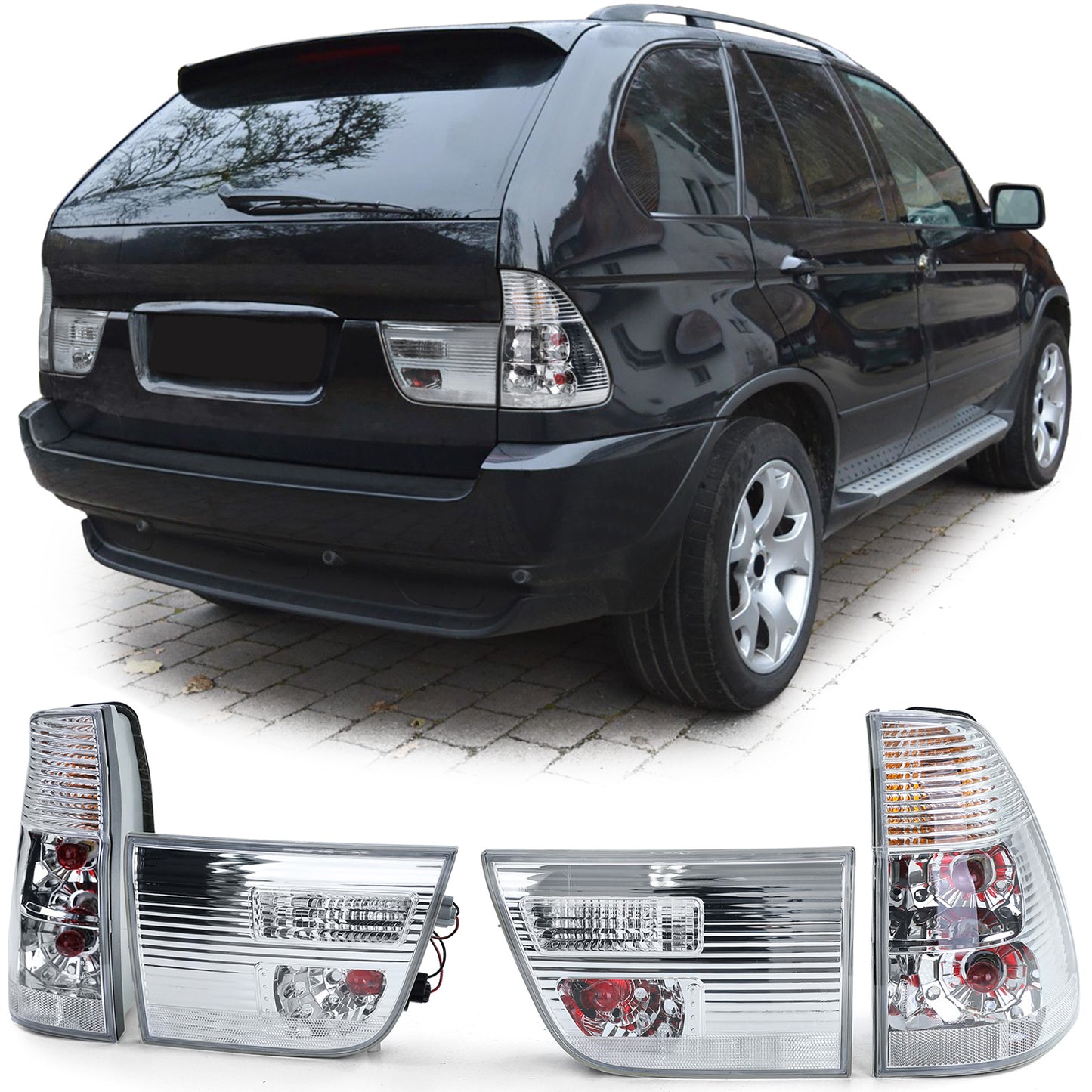 Fanali posteriori  argento cromato adatto per BMW X5 E53 99-03