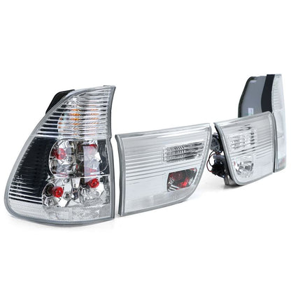 Set Fanali Posteriori Cristallo 4 Pezzi Silver Cromato per BMW X5 E53 (1999–2003)