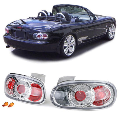 Coppia Fanali Posteriori Cristallo Cromati per Mazda MX-5 NB (1998–2005)