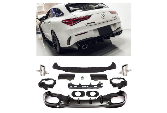 Diffusore spoiler posteriore marmitte CROMATO in LOOK SPORTIVO per Mercedes W118