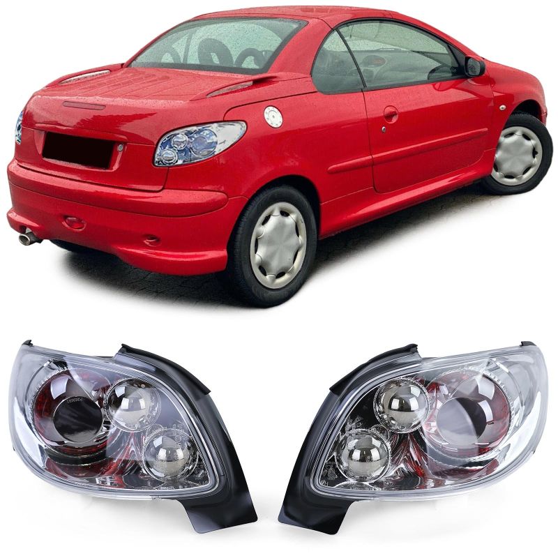 Coppia Fanali Posteriori Cristallo Cromati per Peugeot 206 CC (2000–2008)