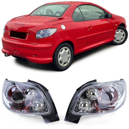 Coppia Fanali Posteriori Cristallo Cromati per Peugeot 206 CC (2000–2008)