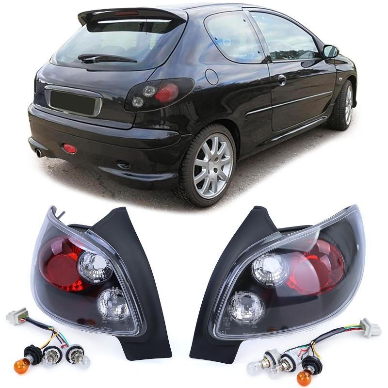 Coppia Fanali Posteriori Nero Cristallo per Peugeot 206 Hatchback (1998–2009)