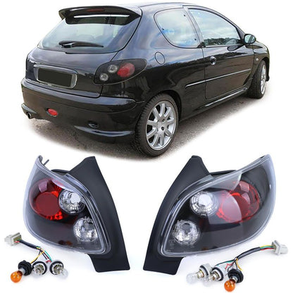 Coppia Fanali Posteriori Nero Cristallo per Peugeot 206 Hatchback (1998–2009)
