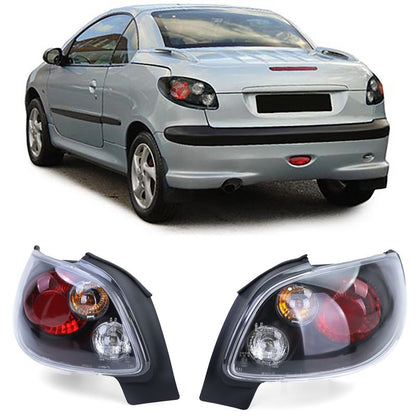 Coppia Fanali Posteriori Nero Cristallo per Peugeot 206 CC (2000–2008)