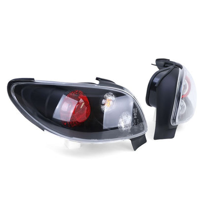 Coppia Fanali Posteriori Nero Cristallo per Peugeot 206 CC (2000–2008)