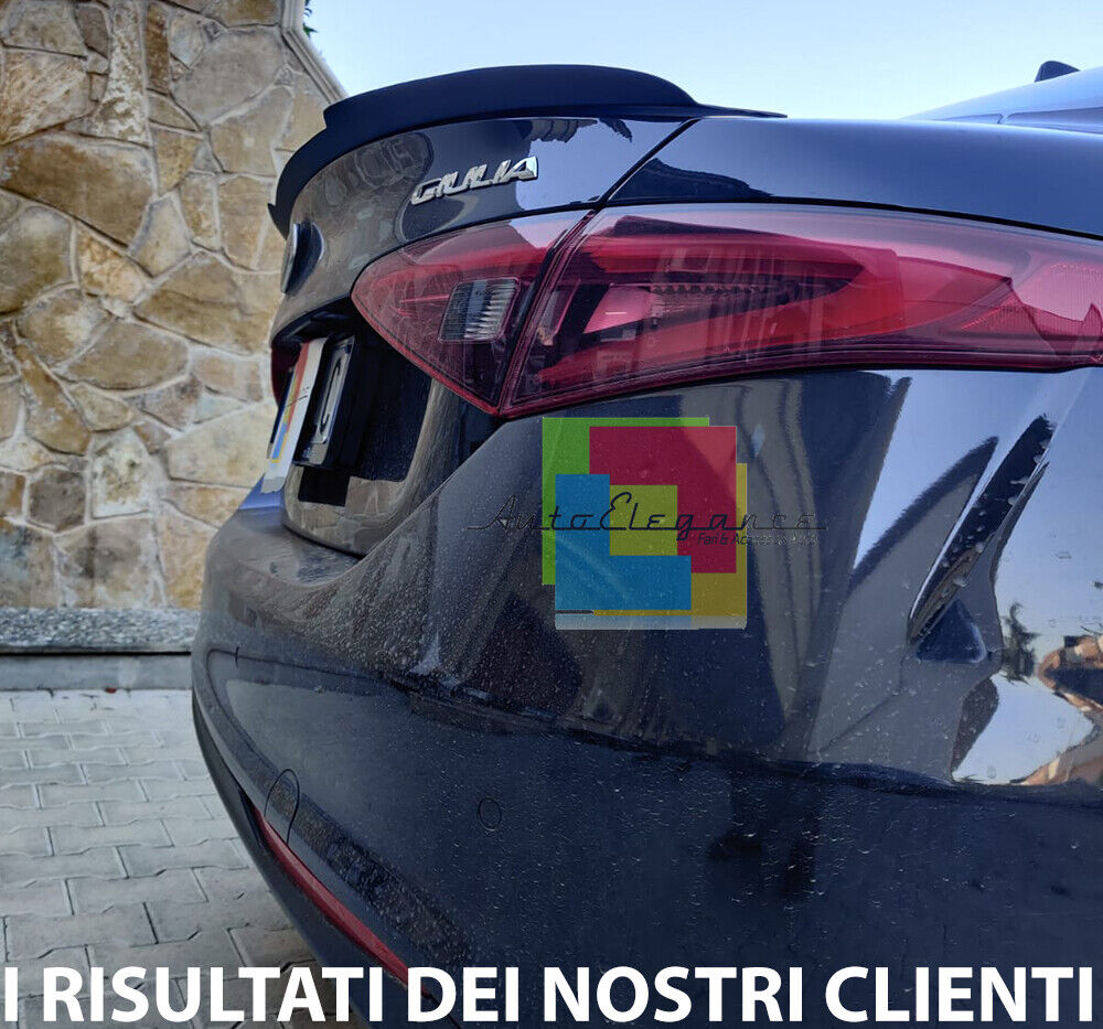 SPOILER ADATTO PER ALFA ROMEO GIULIA GIULIETTA LOOK NERO LUCIDO DESIGN SPORTIVO
