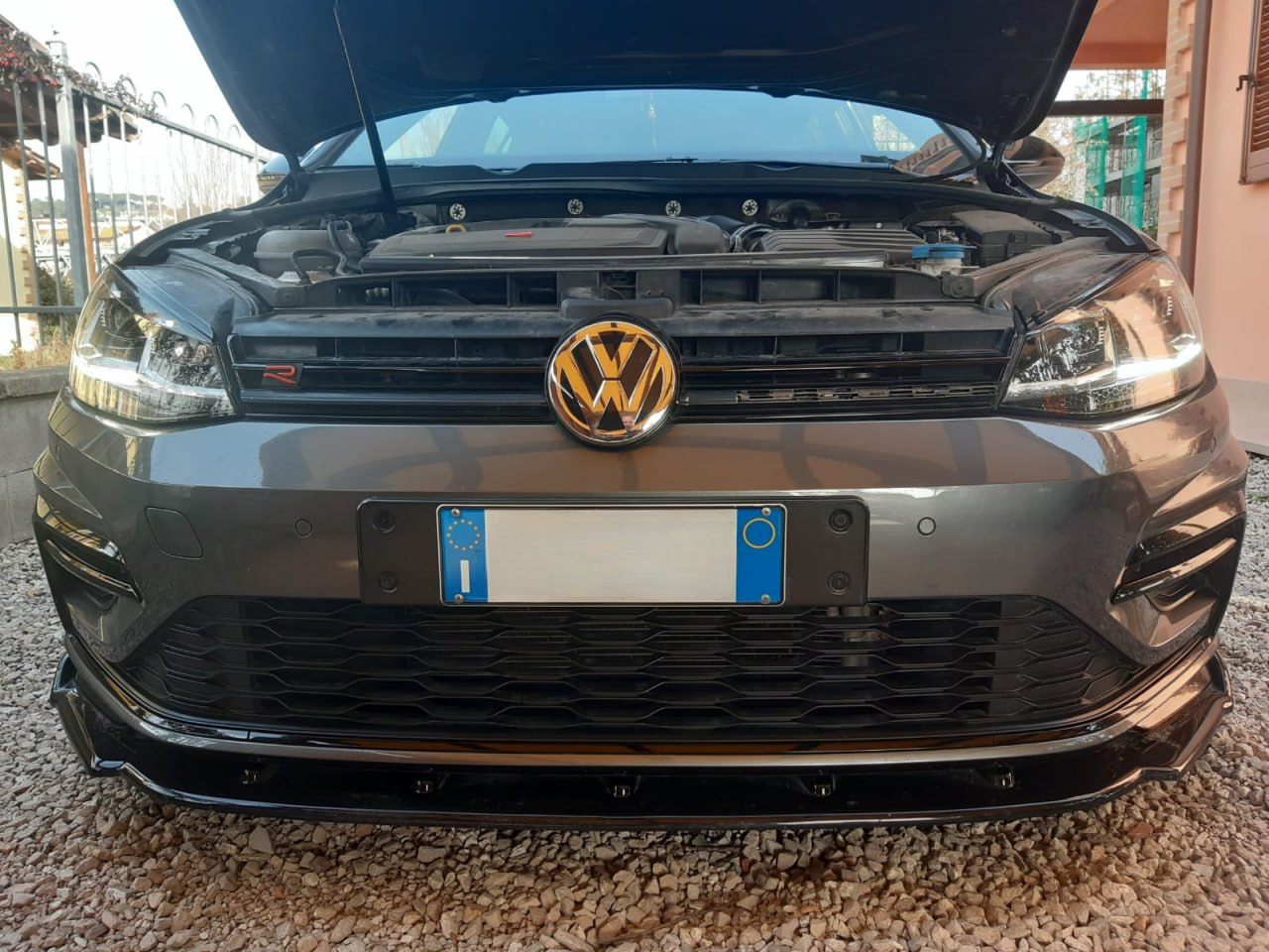 SPLITTER 3 PZ ADATTO PER VW GOLF 7 GOLF 7.5 GTI GTD RLINE NERO LUCIDO