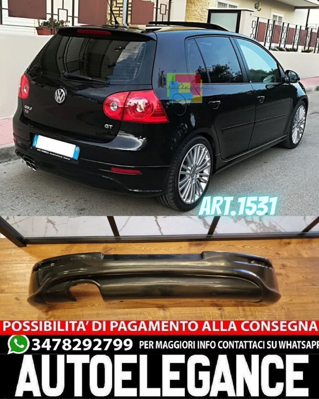 DIFFUSORE POSTERIORE ADATTO PER VW GOLF 5 LOOK R32 GREZZO 2SX DESIGN SPORTIVO