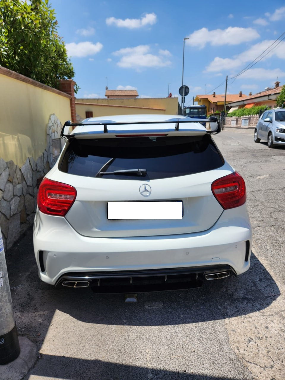 DIFFUSORE ADATTO PER MERCEDES CLASSE A W176 LOOK A45 + TERMINALI CROMATI