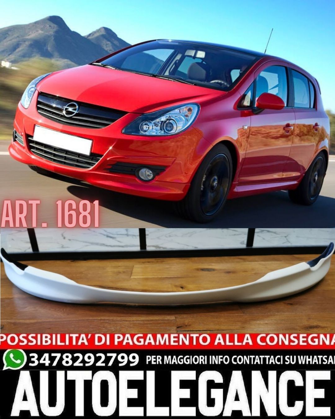 ⭐1681 SOTTO PARAURTI ADATTO PER OPEL CORSA D 2006-2011 LOOK OPC GREZZO⭐