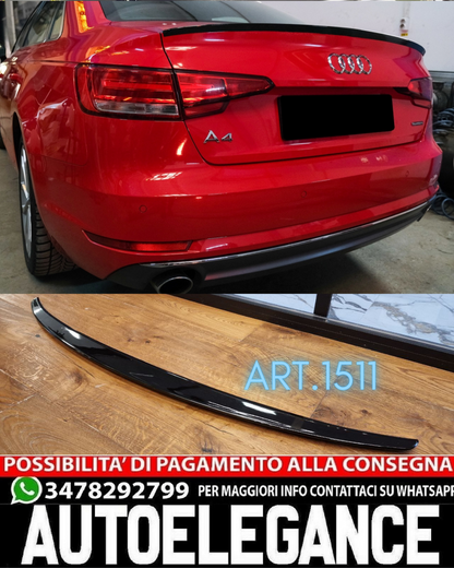 SPOILER BAGAGLIAIO ADATTO PER AUDI A4 B9 BERLINA 2016+ LOOK NERO DESIGN SPORTIVO