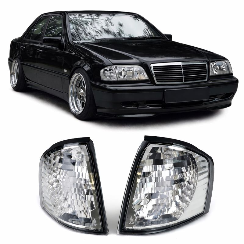 Coppia Frecce Anteriori Cristallo Cromate per Mercedes Classe C W202 (1993–2001)