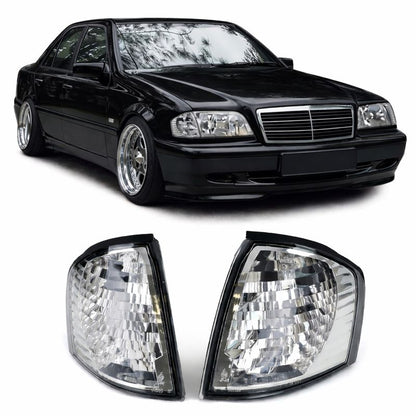 Coppia Frecce Anteriori Cristallo Cromate per Mercedes Classe C W202 (1993–2001)