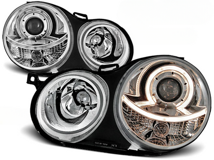 FARI ANTERIORI ANGEL EYES CROMATI per VW POLO 9N 11.01-04.05