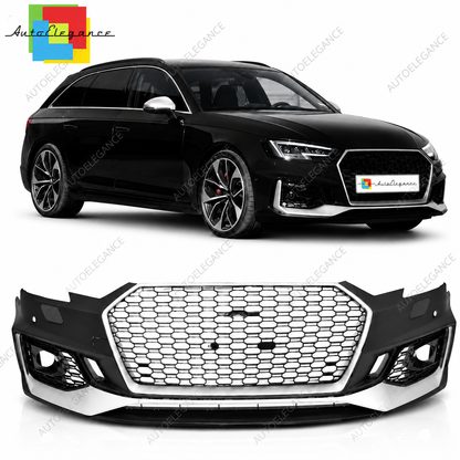 👉Paraurti Anteriore Audi A4 B9 15-19 RS4 PDC SRA Griglie Argento Nero👈