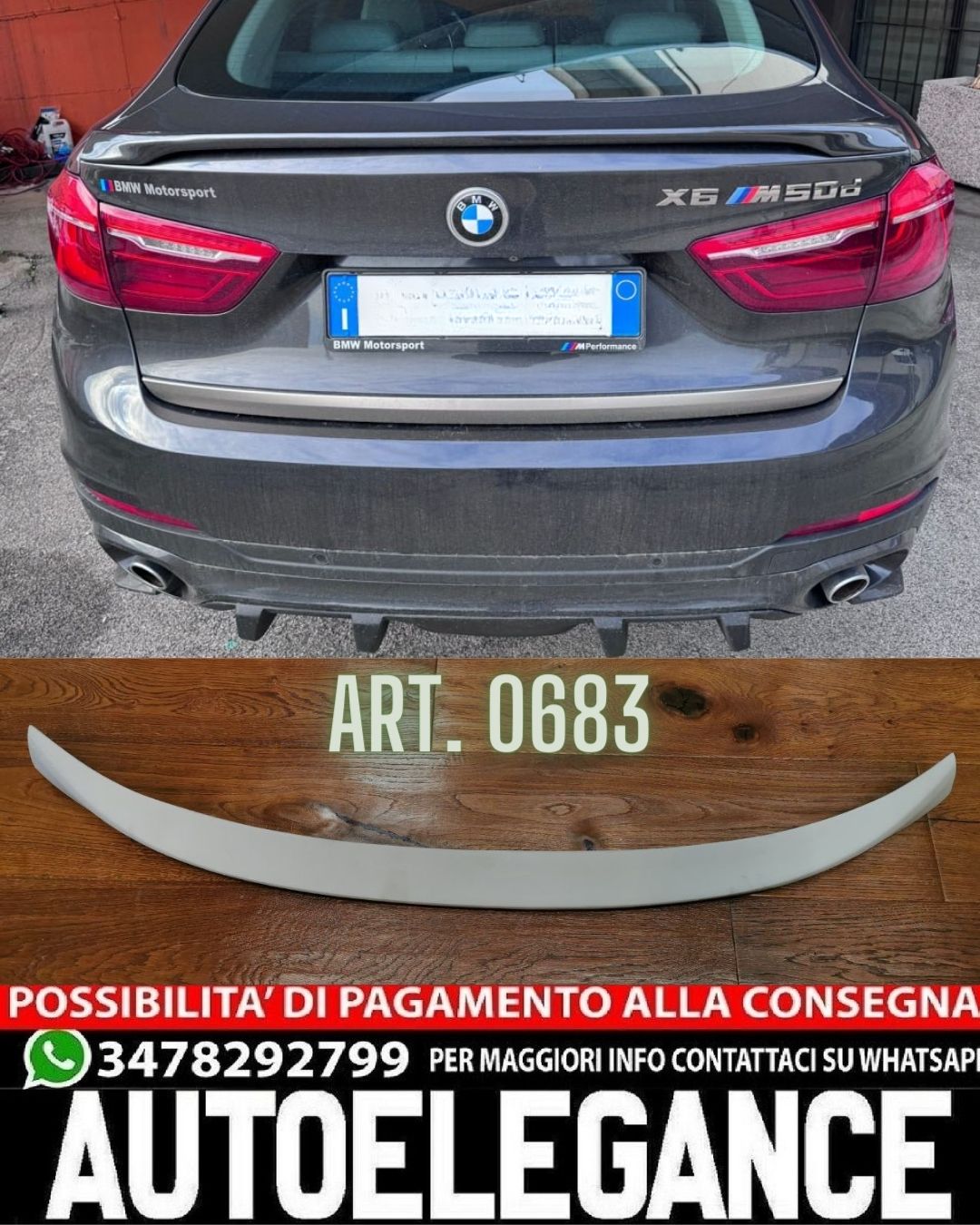SPOILER POSTERIORE ADATTO PER BMW X6 F16 2014-2019 LOOK M DESIGN GREZZO