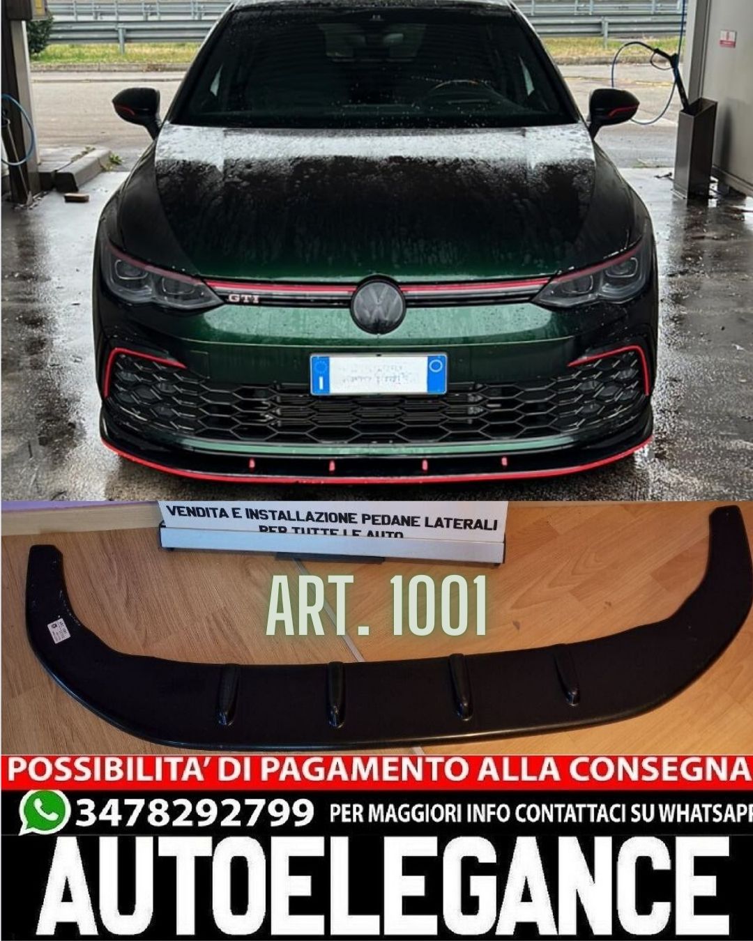 SPLITTER ADATTO PER VW GOLF 8 GTI GTD RLINE NERO LUCIDO