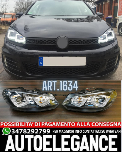 FARI ANTERIORI ADATTI PER VW GOLF 6 2008-2013 LOOK GOLF 7 DESIGN SPORTIVO