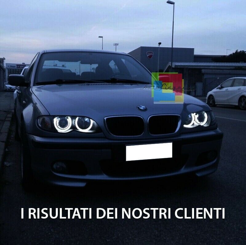 FARI ADATTI PER BMW SERIE 3 E46 2001-2005 ANGEL EYES + DOPPIO KIT LED