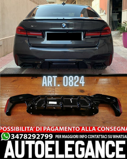 DIFFUSORE ADATTO PER BMW SERIE 5 G30 G31 2017-2020 MSPORT LOOK M5 NERO LUCIDO