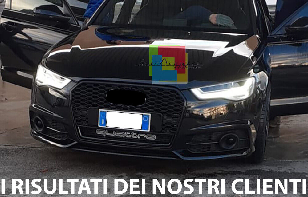 GRIGLIA ANTERIORE ADATTA PER AUDI A6 4G C7 2015-2018 LOOK RS6 QUATTRO NERA