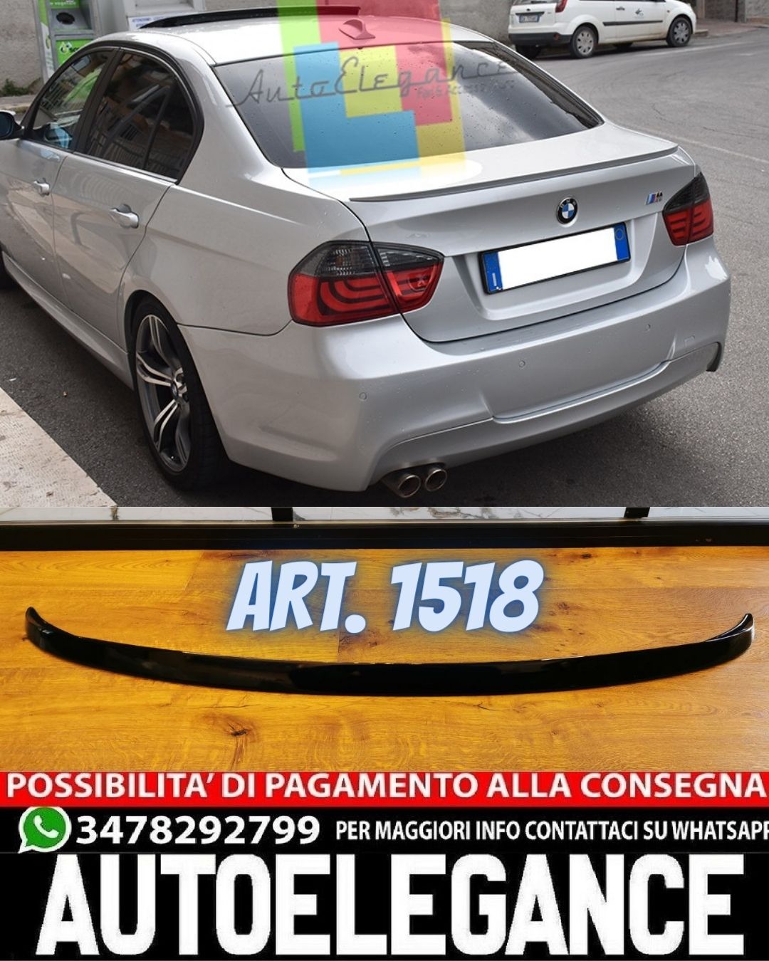 SPOILER BAGAGLIAIO ADATTO PER BMW SERIE 3 E90 LOOK MSPORT NERO LUCIDO