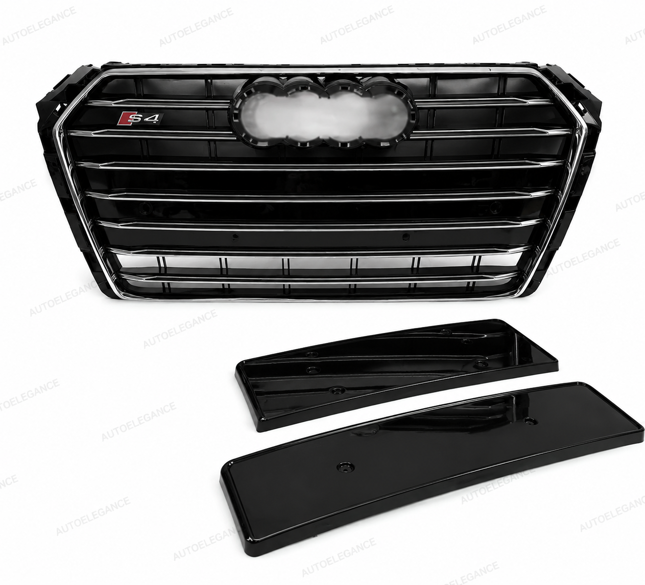 💫ART.1943 GRIGLIA PER AUDI A4 B9 2015-2019 LOOK S4 NERA PROFILI CROMATI💫