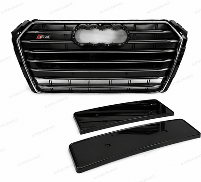 💫ART.1943 GRIGLIA PER AUDI A4 B9 2015-2019 LOOK S4 NERA PROFILI CROMATI💫