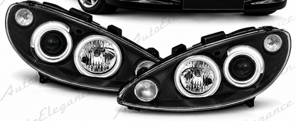 ART.11068 FARI ANTERIORI ADATTO PER PEUGEOT 206 02 NERO LED