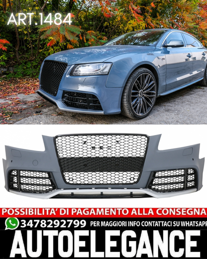 PARAURTI ANTERIORE ADATTO PER AUDI A5 8T PRE-FACELIFT LOOK GREZZO DESIGN RS5