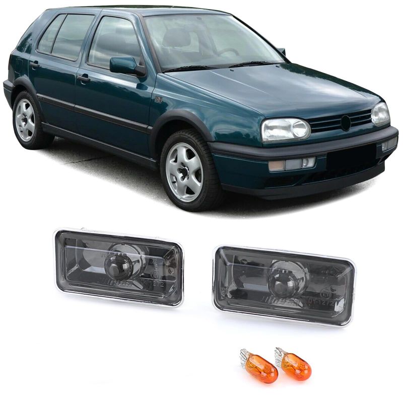 Coppia Frecce Laterali Nero Smoke Cristallo per VW Golf 3, Vento e Passat 35i