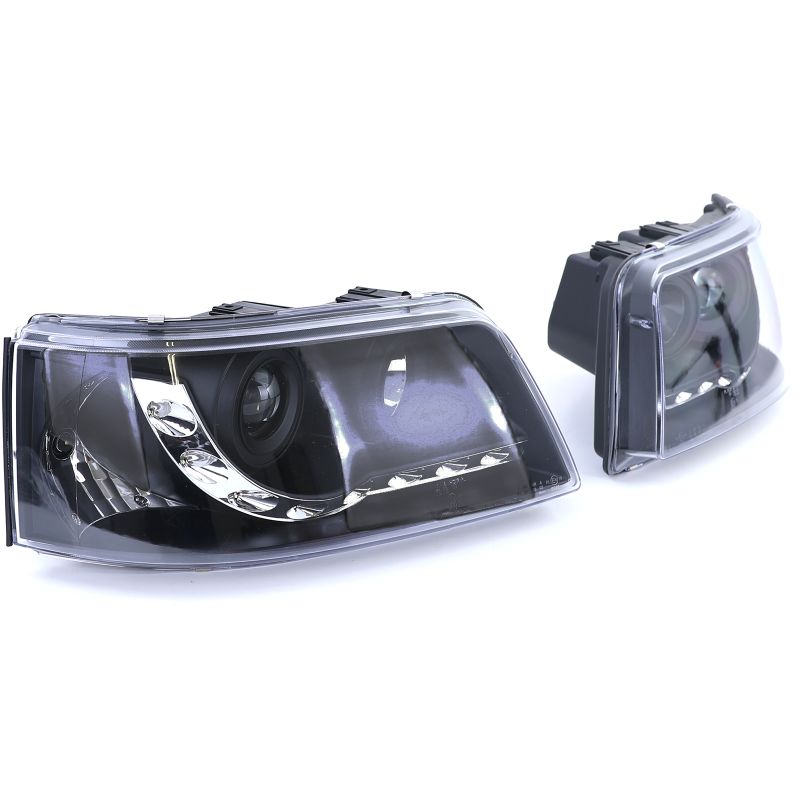 Coppia Fari H1/H1 Nero Smoke LED DRL VW T5 Transporter 2003-2009